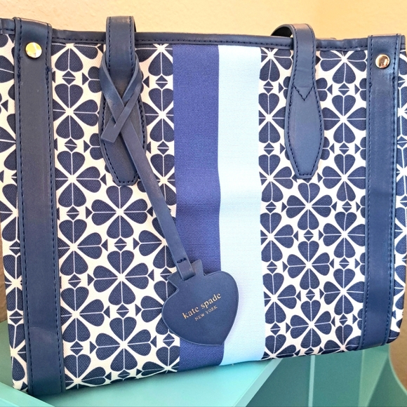 Kate Spade ♠️ Multi Flower Jacquard Stripe Manhattan Tote Bag - Picture 7 of 7
